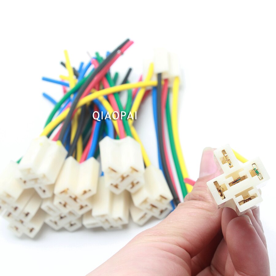10pcs Universal 5 Pin Relay Socket Copper Wire Refit Auto Light GPS Horn Fan Socket for Car Motorcycle Boat Train Harness Relay