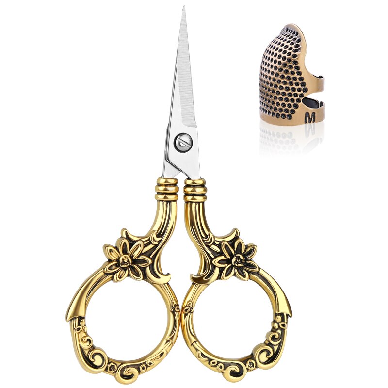 Shwakk tesoura de bordar aço inoxidável afiada cegonha tesoura para costura artesanato arte trabalho rosqueamento needlework ferramentas diy: golden