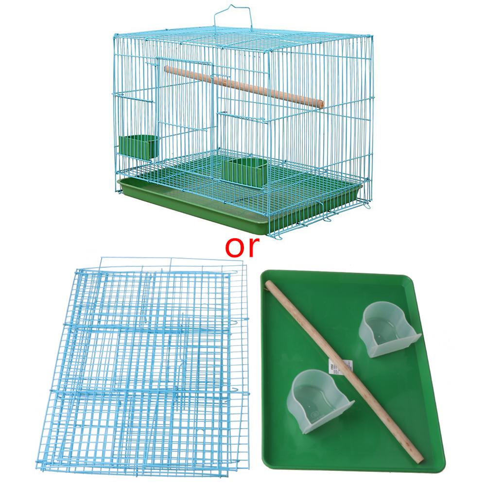 Wire Rectangular Small Cage for Small Birds and Canaries Rekord Equipped with Bird Standing Stick and 2 Semicircular Feeders