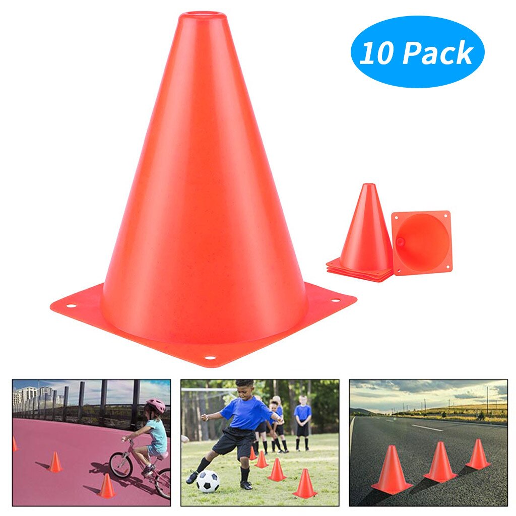 10PC Football Training Logo Triangle Cone Pylons Plastic Sport Training Traffic Pylons for Outdoor Gaming and Festive Event