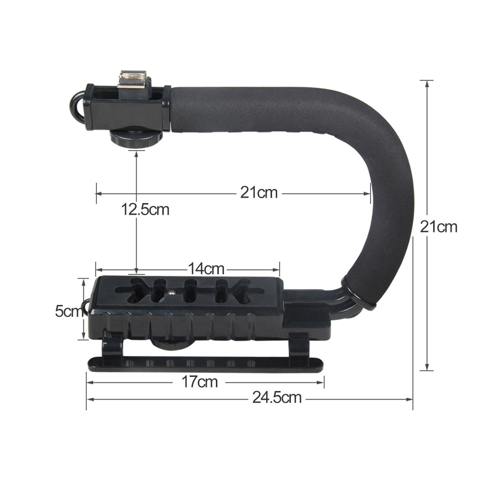 U-Grip Camcorder Stabilizer Handle DSLR Handheld Gimbal C-Shape Video Stabilizer with Flash Shoe Mount for Smartphone Camera