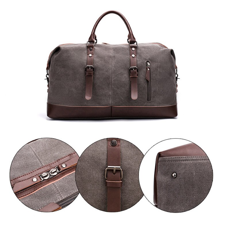WaterProof Waxed Canvas Leather Men Travel Bag Hand Luggage Bag Carry On Large Tote Vintage Men Duffle Weekend Bag Big Overnight
