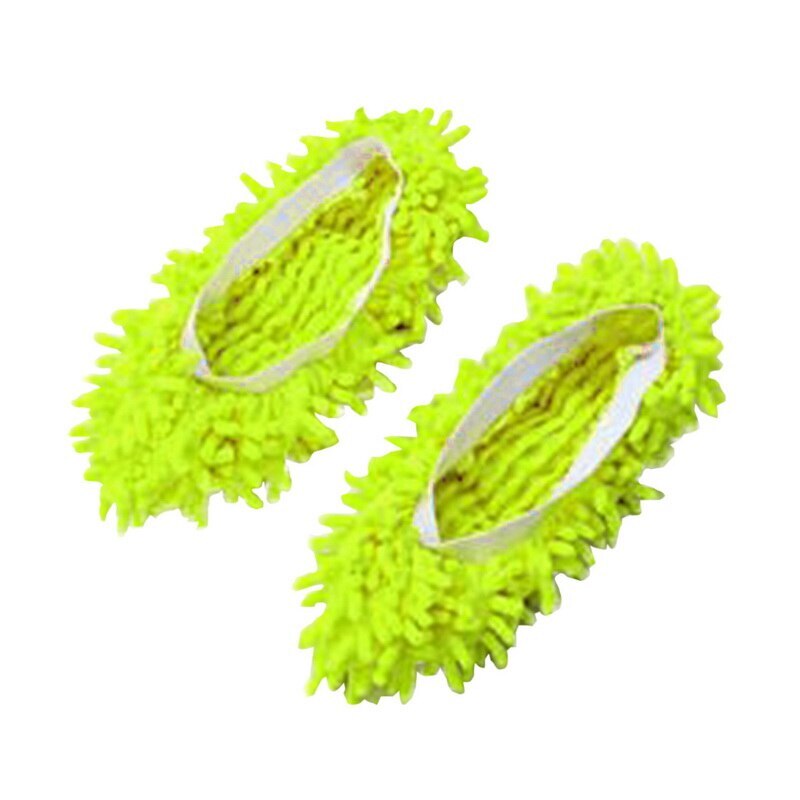 Unisex lavable polvo zapatillas mopa zapatos microfibra limpieza casa zapatillas mopa multifuncional limpieza de suelo zapatos cubierta: Green