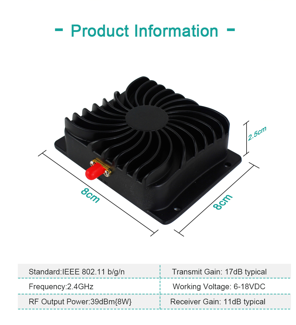 EDUP-amplificador de señal de potencia Wifi, amplificador de rango de enrutador, adaptador de antena 6dBi inalámbrica, 2,4 GHz, 8W, 802.11b/G/n