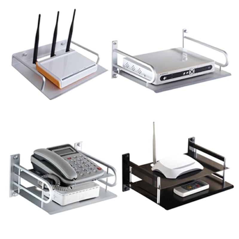 Metal Wireless Wifi Router Storage Box Telephone Storage Rack Wall Mounting TV Set-Top Box Holder Rack Metal Shelf Bracket