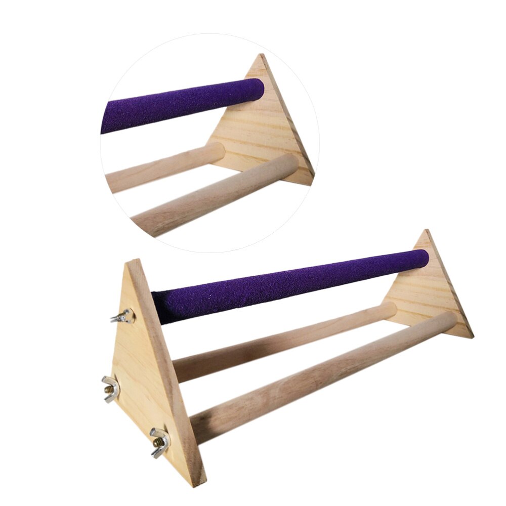 1Pcs Wood Parrot Perch Stand Durable Portable Wood Triangle Perch Stand Training Plaything Cage Nibble Toy for Parrot Hens Bird
