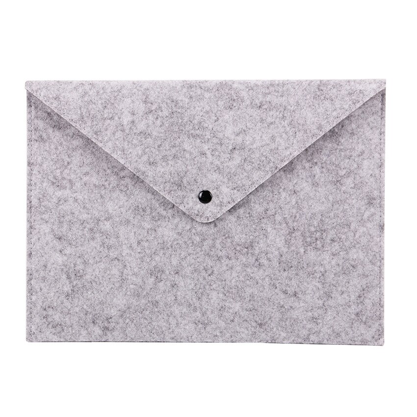 1PC Office Supplies Simple Solid A4 Big Capacity Document Bag Business Briefcase File Folders Chemical Felt Filing Products: Light Grey