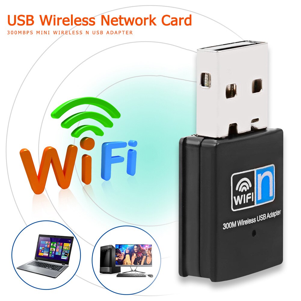 10pcs 300Mbps Mini USB wiFi Adapter 802.11n/ g / b USB 2.0 wireless Receiver Dongle Network Card Set with CD Antenna