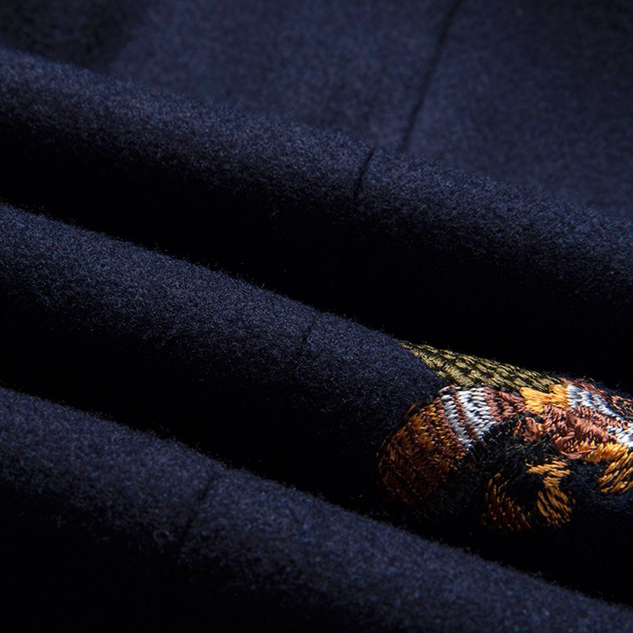 Kavaj med en knapp för herr bi broderi bröllop smart casual slim fit jacka stor storlek 6xl marinblå kläder man  t208