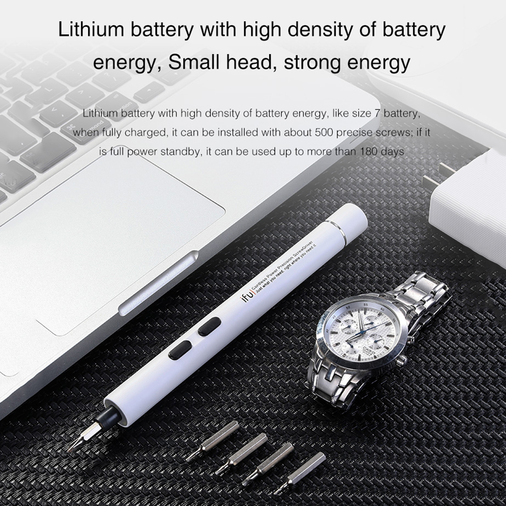 Electric Screwdriver 18 Screwdriver Bits Gray White USB Charging Precision Mini Electric Cordless Magnetic Screw Driver Repair