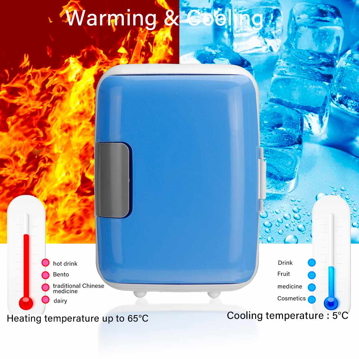 2 in 1 4L Portable Mini Car Refrigerators Dual-Use Portable Warmer Freezer Cooler Camping Fridge Vehicle Travel Fridge
