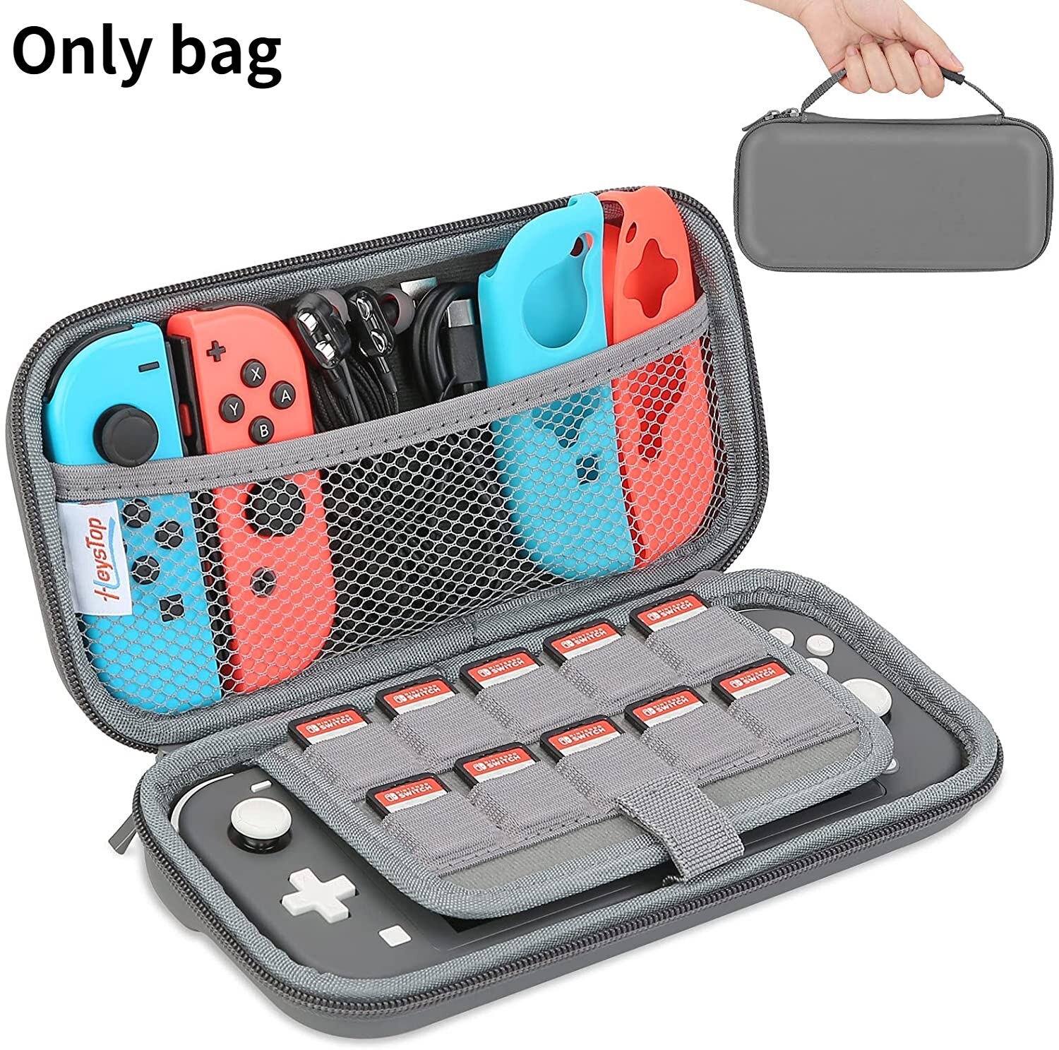 Heystop väska kompatibel med nintendo switch lite, bärbar nintendo switch lite väska för switch lite med förvaring: Silver-