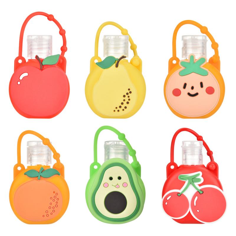6pcs cartoon silicone portable bottle cute cartoon images decoration bag decoration lovely and practical: 04 6pcs