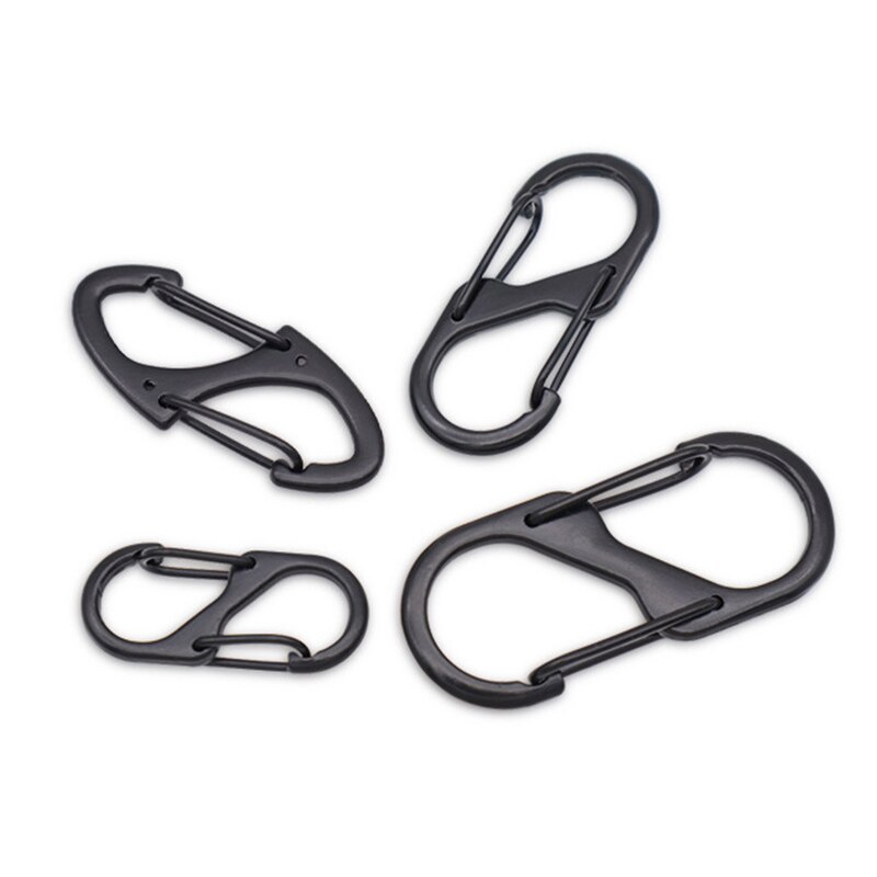 10Pcs Stainless Steel S Type Carabiner With Lock Mini Keychain Hook Camping Key-Lock Backpack Buckle Key-Lock Tool