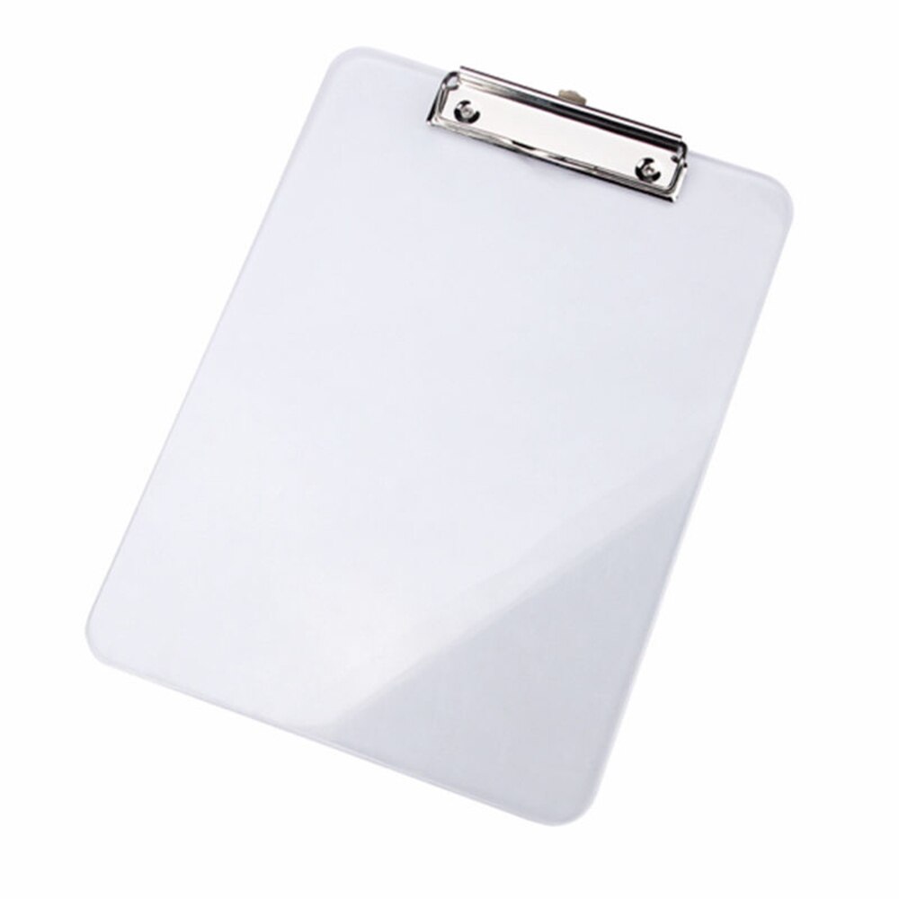 Student Plastic Blue/Black Solid A4 Size Document Clipboard Clip Board With Pen Holder School Office Supplies: white