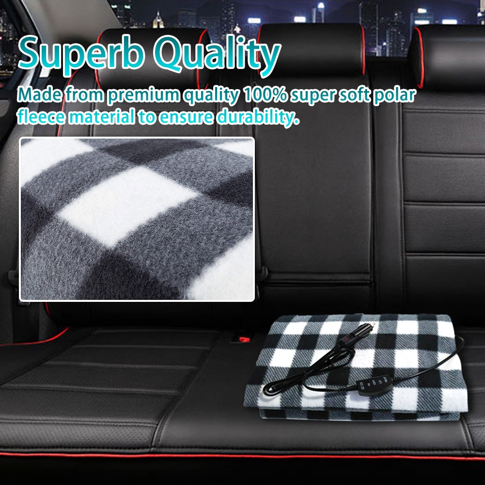 145*100cm 12V Car Electric Blanket Portable Camping Travel Winter Warm Heating Blanket Car Warm Supplies