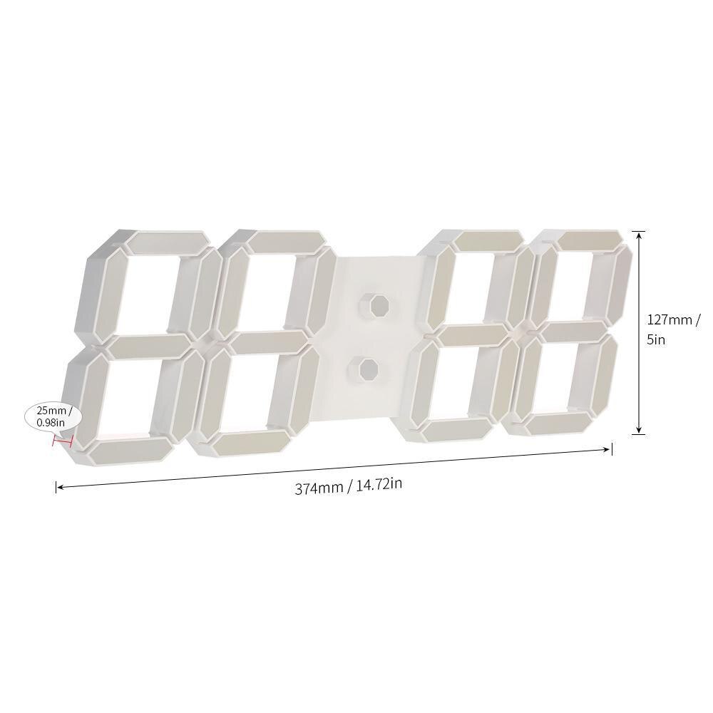 LanLan 3D White Digital Wall Clock with Remote Control European Regulation