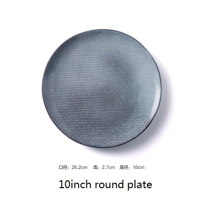 KINGLANG assiettes japonaises en céramique | Plat à dîner, assiette à viande, plateau de petit déjeuner occidental assiettes: 10 inch round plate