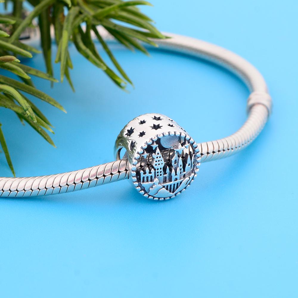 Nyeste 925 sterling sølv magiske skole slot charme perler passer originalcharm armbånd diy smykker gør berloque