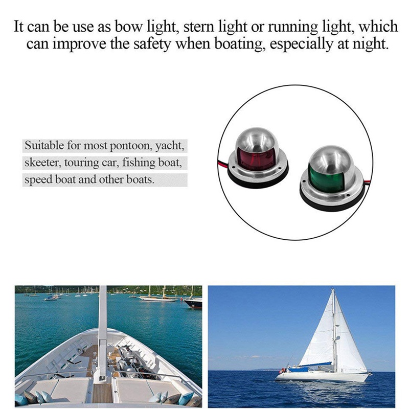 Water Sports LED Navigation Light Stainless Steel Corrosion Resistant Green Red Sailing Signal Light