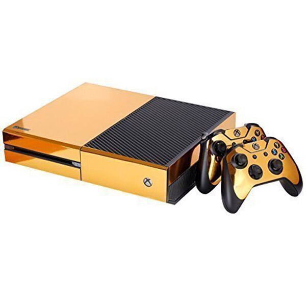 Gold Glossy Skin Sticker For Xbox ONE Console Controller + Kinect Decal Vinyl Compatible with Xbox One console