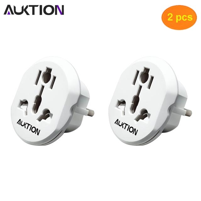 AUKTION Universal European Adapter 16A 250V AC Travel Charger Wall Power Plug Socket Converter Adapter for Home Office: 2 pcs white