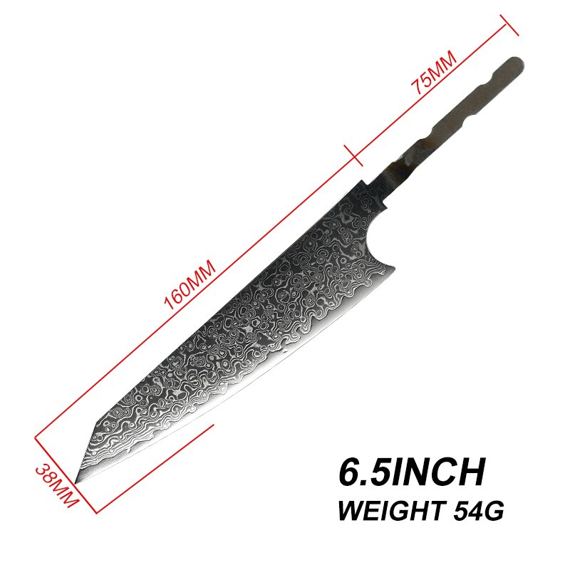 GRANDSHARP Japanese Chef Knifes Blank Blade DIY Damascus Steel VG10 Kitchen Knives Cutlery DIY Knife Making Tool without Handle: 6.5in Utility Knife