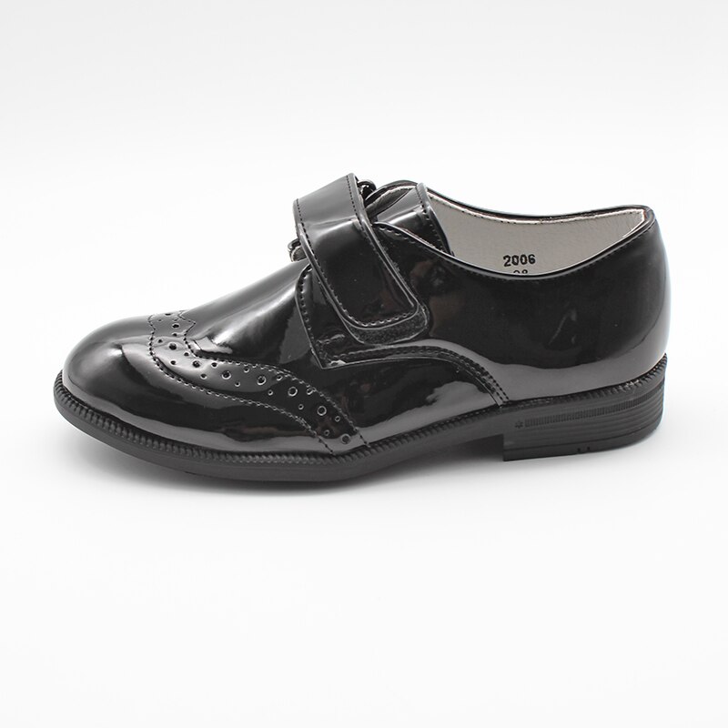 Enfants garçons noir brevet richelieu chaussures formel Smart crochet & boucle garçons enfants formel Smart boucle mariage Page garçon chaussure