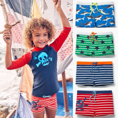 Brädshorts pojkar barn sommar strand badkläder simbadbyxor trunk randig storlek 1-6t