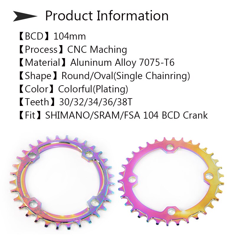 Chainring Colours MTB Bicycle Chainring Color Plating 104BCD Chainwh... – Grandado