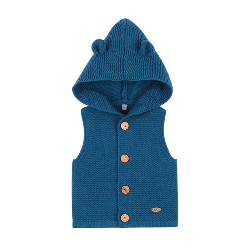 Outono crianças bebê meninas meninos sólido impressão com capuz colete camisola sem mangas tops casaco outerwear