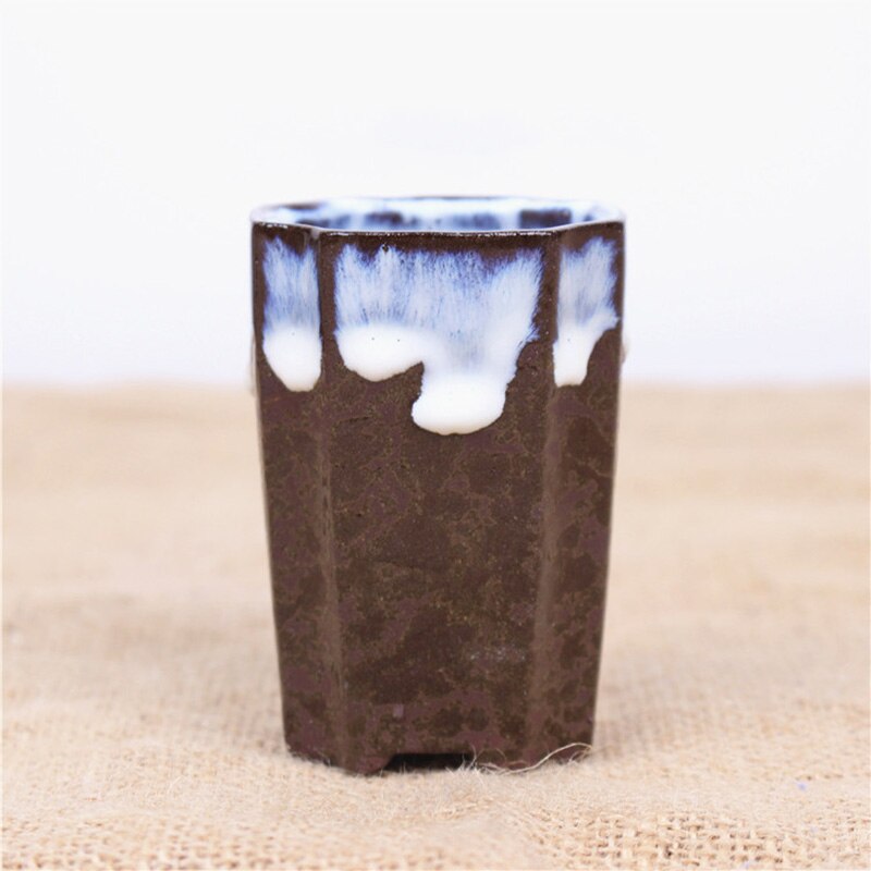 Ceramic Succulent Flower Pot Polygonal Purple Clay Pot Simple Home Garden Bonsai Pot Thumb Basin