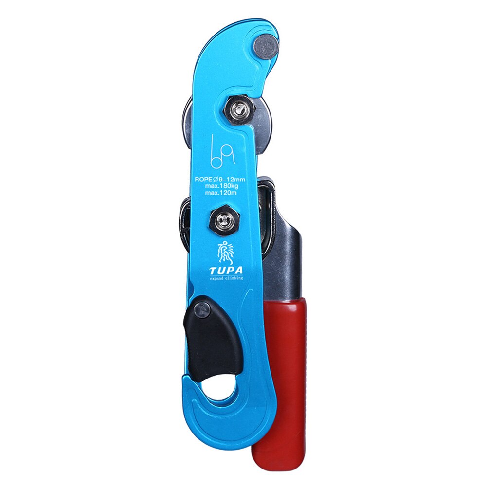 Outdoor Sport Rock Climbing Descent Device Handle-Control Downhill Descender Wall Cleaning Rappelling Brake Device: Blue