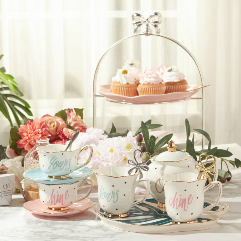 European flower ceramic English afternoon Tea sets Coffee Cup Set High grade Coffeeware Set Black Tea Cup Set Drinkware