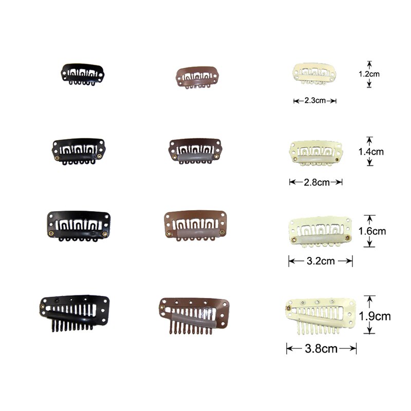 50 stk hårforlængelse snap clips 28mm sort brun blond hår tilbehør til hår skud paryk værktøjer