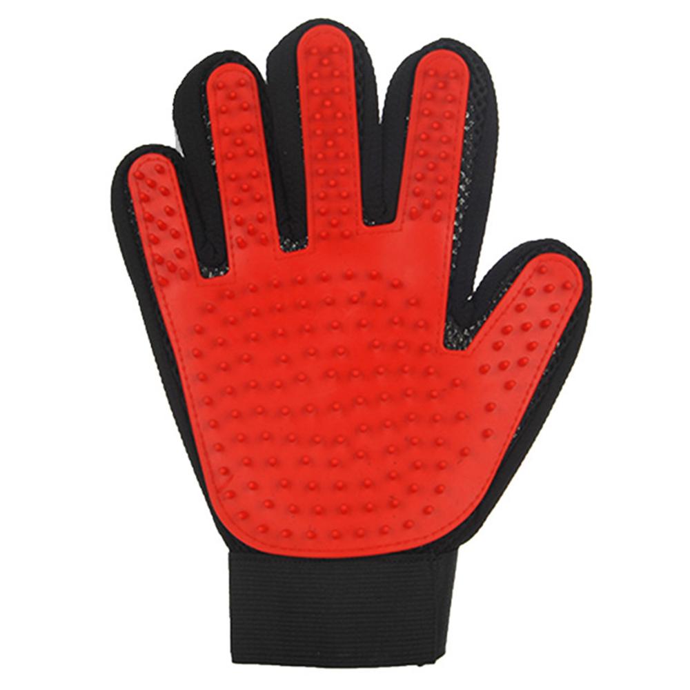 Pet Glove Cat Grooming Glove Cat Hair Brush Gloves Dog Comb for Cats Bath Clean Massage Hair Remover Brush for: red right