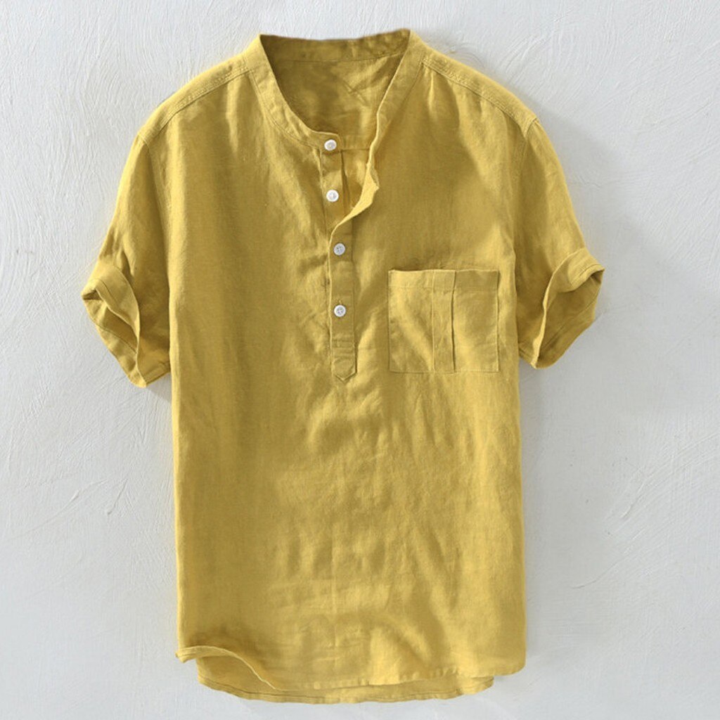 Jaycosin herre skjorte plus størrelse massiv hamp knap korte ærmer herre skjorter sommer bluse top skjorte herre camisa masculina 19 jul 9