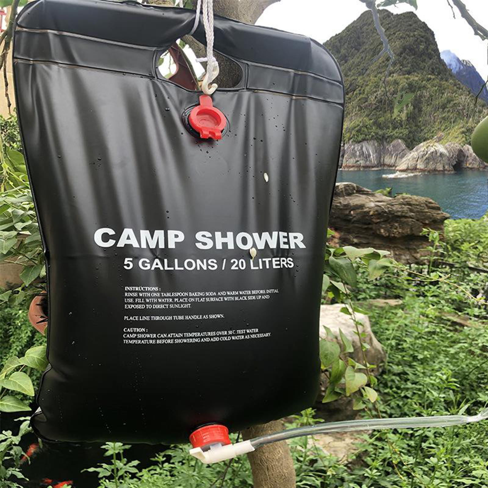 Sac de douche de Camping solaire en PVC, 20l avec tuyau amovible, pliable, pour l&#39;extérieur
