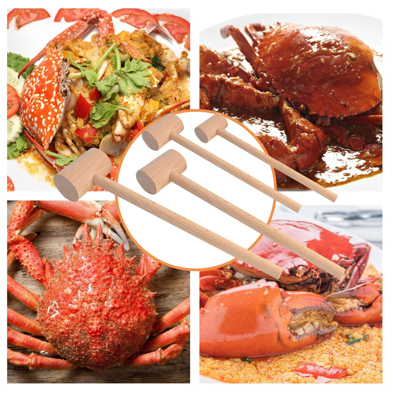 Seafood Crab Mallet Multifunctional Natural Hardwood Mallet Cracking Seafood Tool