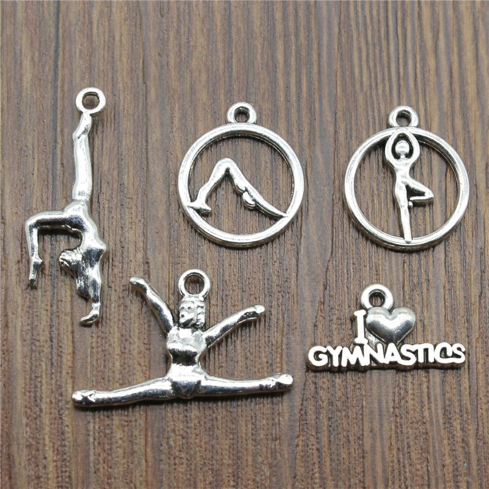 20 stks / partij Charms Gymnastiek Antiek Zilver Kleur Gymnastiek Charms Sieraden Bevindingen DIY Gym Charms Sport