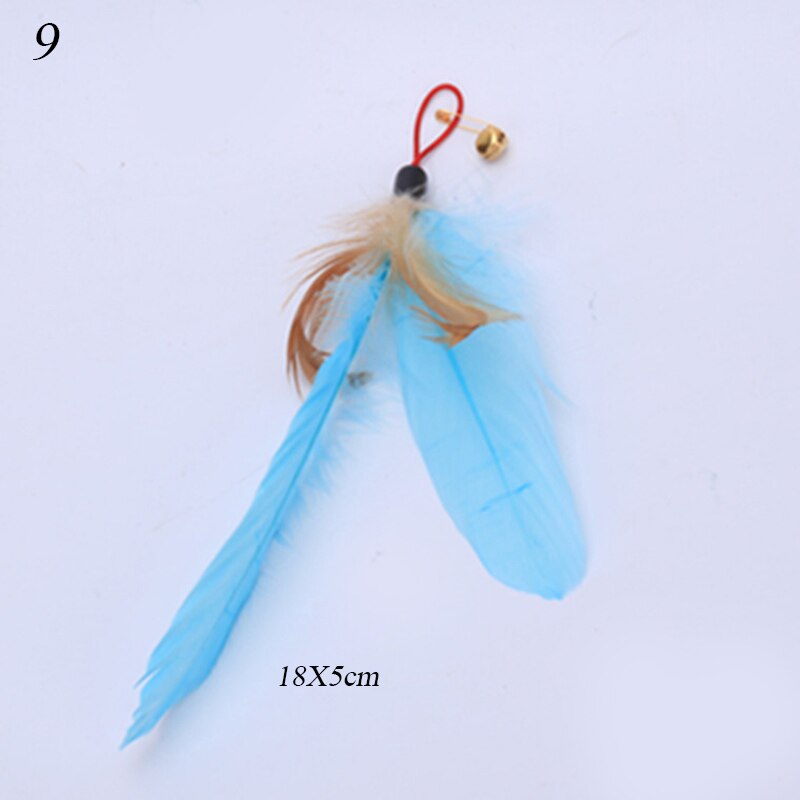 L40 cute cat toys 1pc cat feather toys, kitten interactive teaser bell feather stretch fishing rod play wand pets replacement head: 9