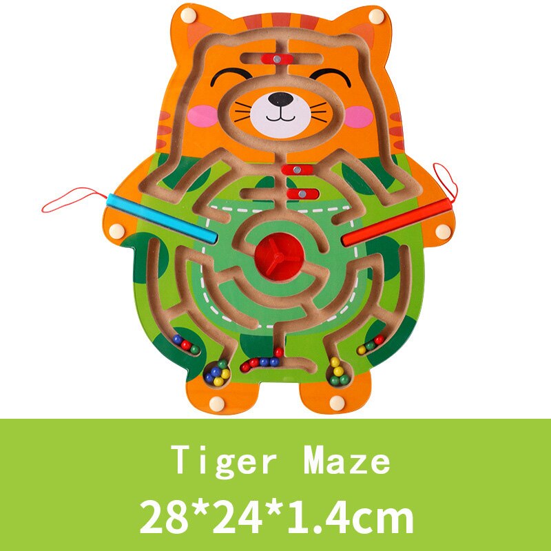 Big Size Animal Cube Puzzle Maze Toy Game Wood Magic Games Magnet For Children Adult Cube Puzzle Education Balance Magnetic Maze: Tiger