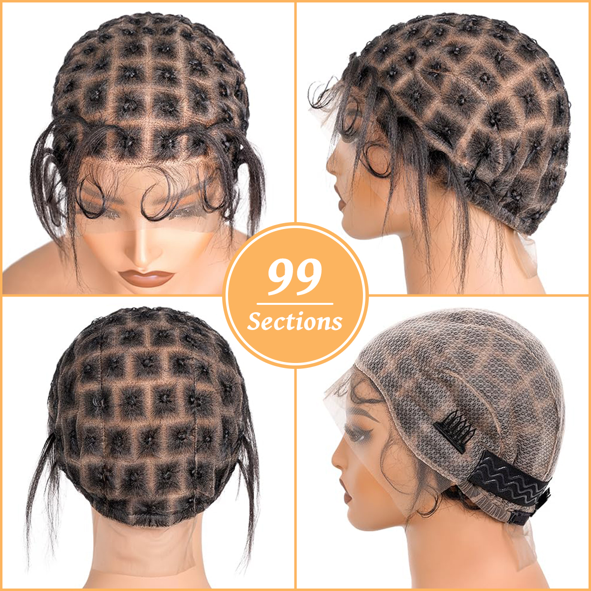 Berretto per parrucca intrecciato con capelli del bambino Cappucci per parrucca all'uncinetto in pizzo doppio pieno HD per cucire più facilmente in trecce all'uncinetto Cappellini per parrucche per capelli per le donne