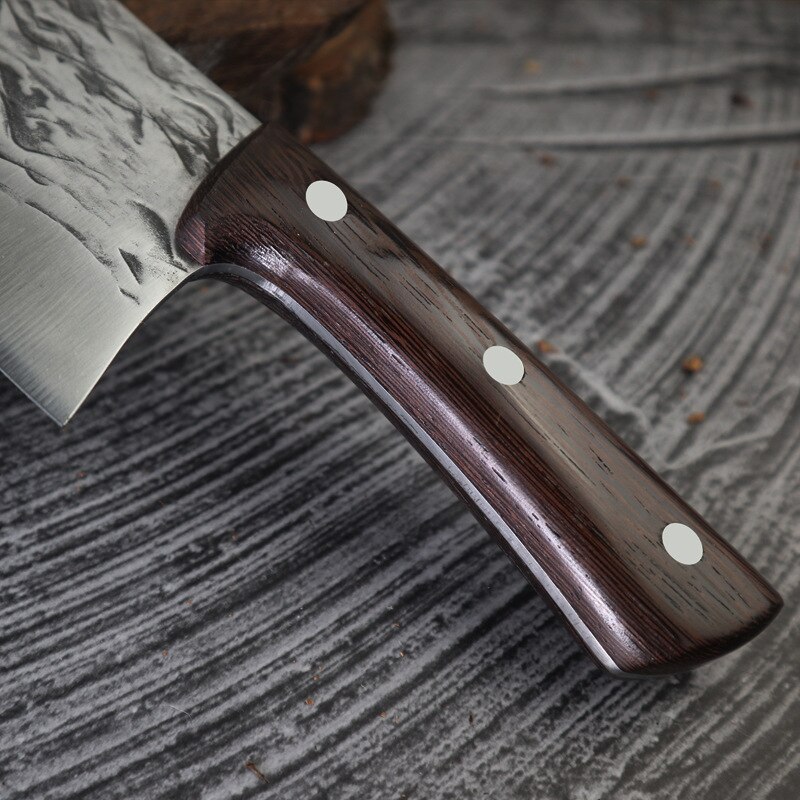 Forged Full Tang Carbon Steel Kitchen Knife Chef Chopper Butcher for Fish Bone Meat Cleaver Lightweight for Women Men
