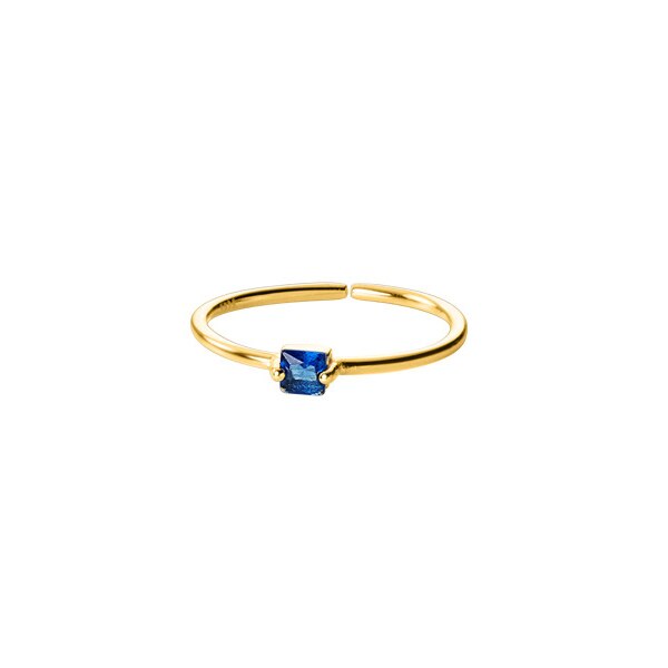 Modian Brands Water Round Square Blue Crystal Opening 925 Sterling Silver Ring for Women Korea Style 3 Style Fine Jewelry: Square Style