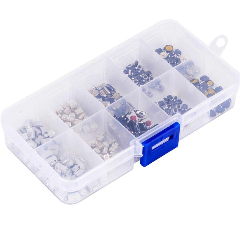 250 pcs Tactile Push Button Switch Kit 10 models Micro Momentary Switch Car Remote Control Key Button Switches Assortment Set
