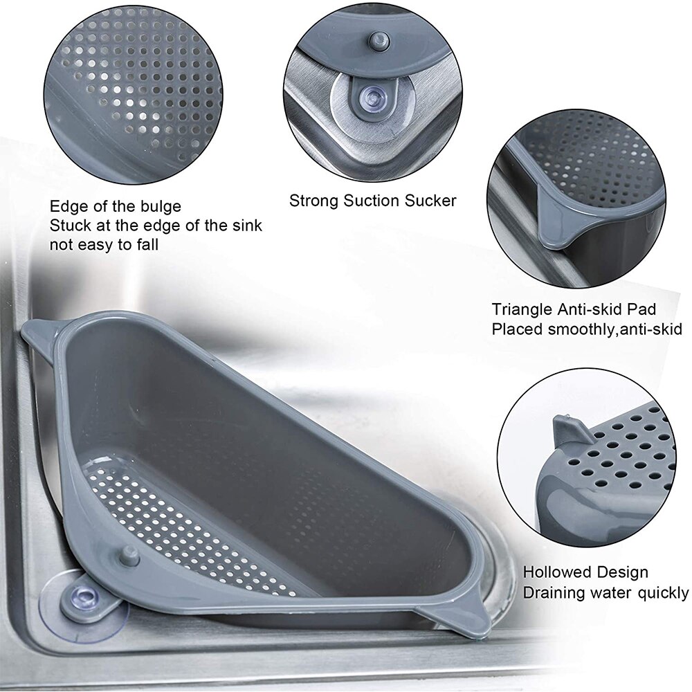 Organizador de cocina Triangular, escurridor para fregadero, estante multifuncional para artículos del hogar, soporte de esponja para la conveniencia de la cocina