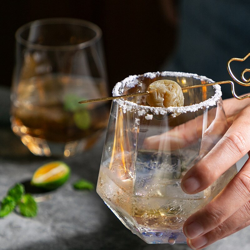 Verre à whisky Hexagonal irrégulier de 300ml, verre en diamant Transparent, pour la maison, le Club, le Bar, le Cocktail, la bière et l'eau,