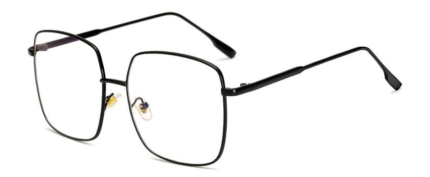 Zwarte Vierkante Oversized Brillen Frame Eenvoud Bril Vrouwen Retro Vierkante Gouden Platte Spiegel Clear Lens: black clear
