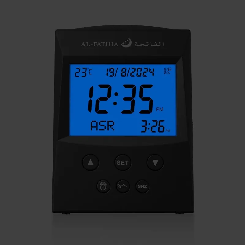 Digitale Azan LCD Schreibtisch Tischuhr Muslimische Athan Uhr Erinnerung Hijri Gregorianischer Kalender Islamische Moschee